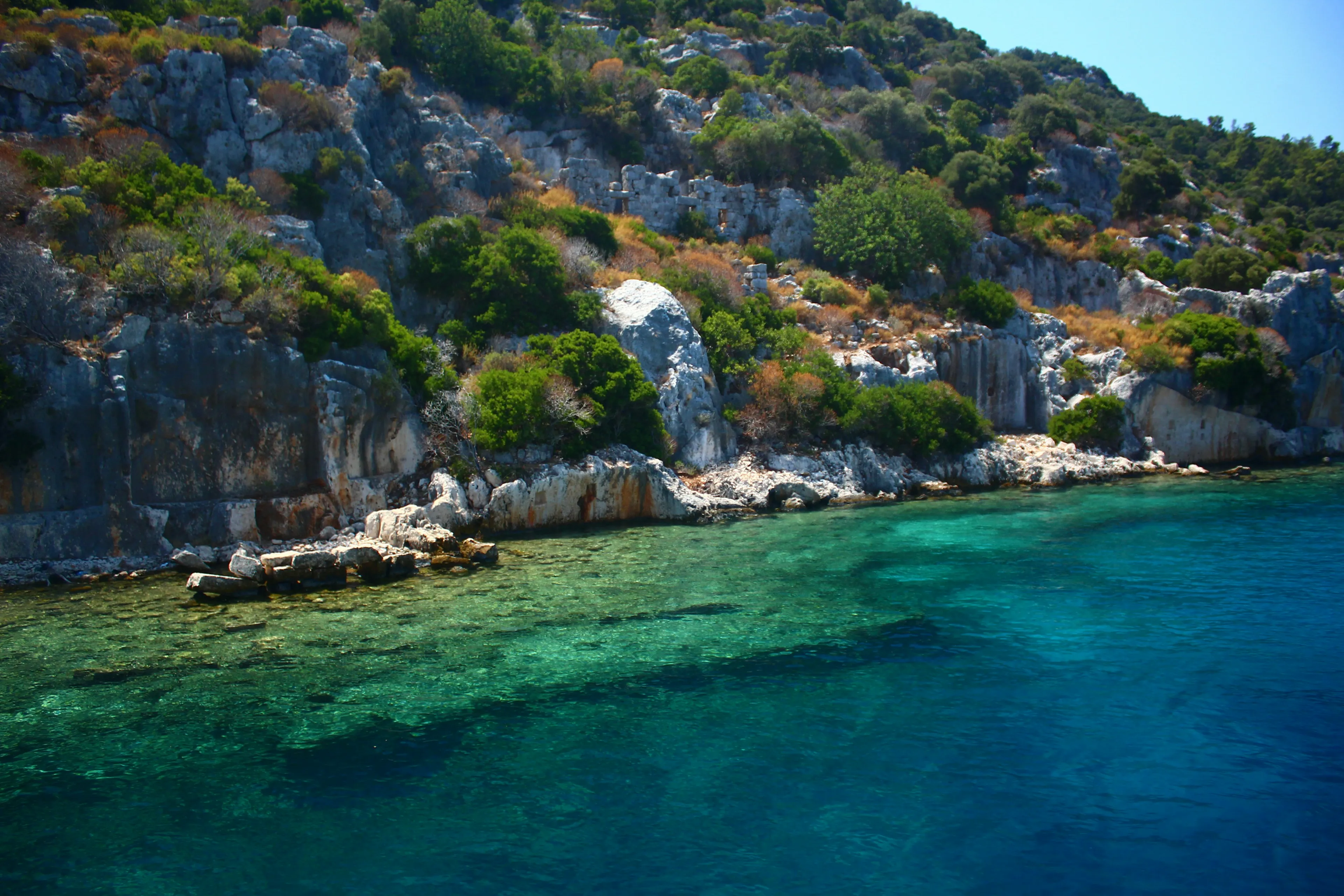 Turkish Mediterranean coastline with turquoise water